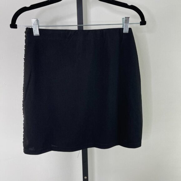 Womens Black Slim Fit Sequin Bead Placement Pencil Mini Skirt - Picture 4 of 12